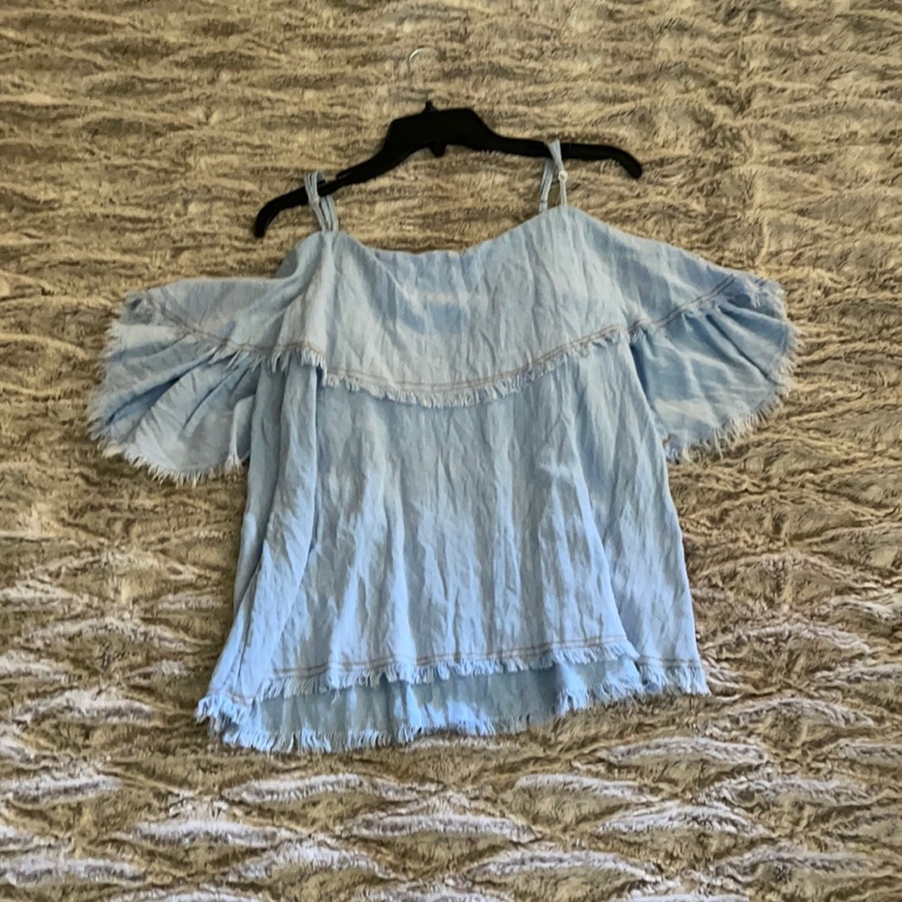 Blue cold shoulder top size medium